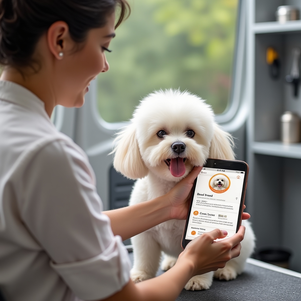 Digitale Kundenkartei mit Hundeprofilinformationen auf Smartphone